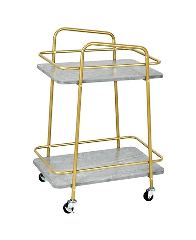 Sugift 2-tier Kitchen Rolling Cart with Steel Frame and Lockable Casters