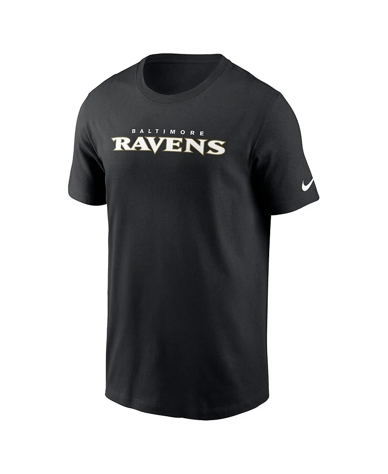 Nike Men's Black Baltimore Ravens Primetime Wordmark Essential T-Shirt