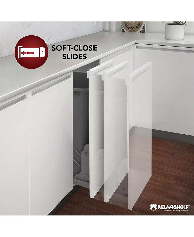Rev-a-Shelf Double Pull Out Trash Can 35 Qt with Soft-Close, 53WC-1835SCDM-213