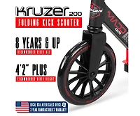 Folding Kick Scooter for Adults and Teens – Lightweight Durable Frame Adjustable Handlebar Big 200mm Wheels 220lbs C