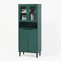Streamdale Tall Storage Cabinet with Glass Display & Gold Handles