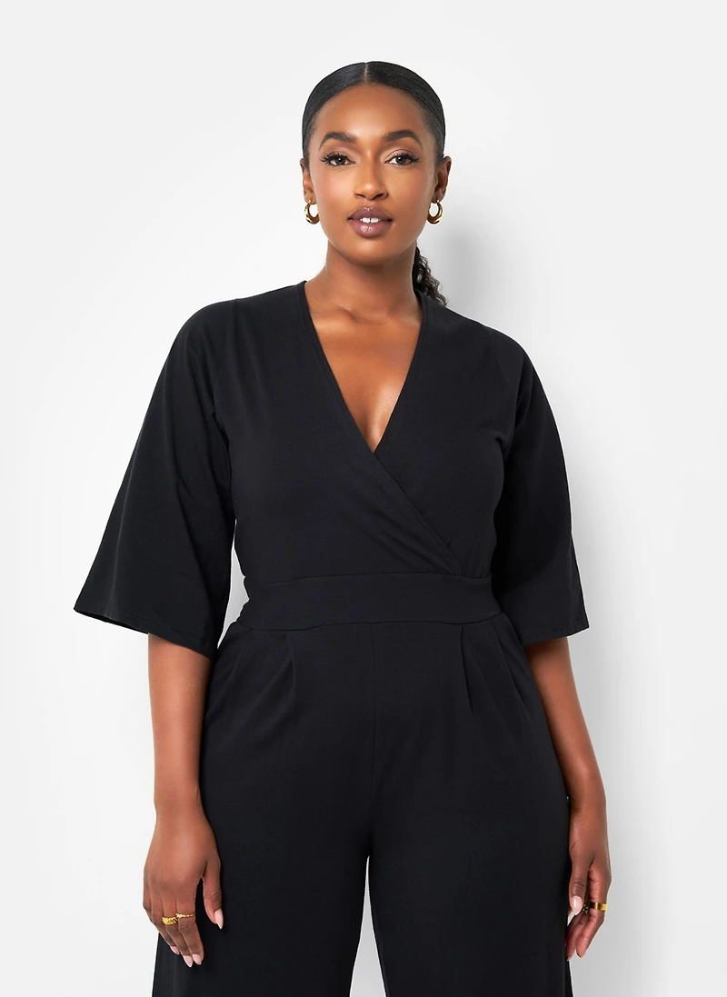 Rebdolls Women's Plus Karma Pleated Wide Leg Jumpsuit