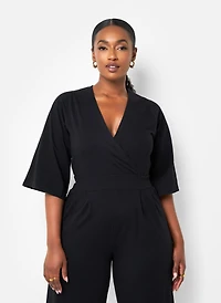 Rebdolls Women's Plus Karma Pleated Wide Leg Jumpsuit