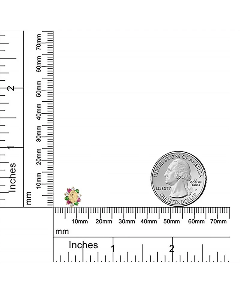 Bling Jewelry Small Green Pink Cubic Zirconia Cz Holy Mother Religious Medallion Style OvalYellow 14K Gold Virgin Mary Stud Earrings Women