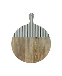 Slickblue Natural Mango Wood Cutting Board With Stripe Accent 22.75"h