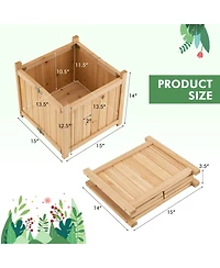 Slickblue Folding Square Fir Wood Raised Garden Bed with Removable Bottom