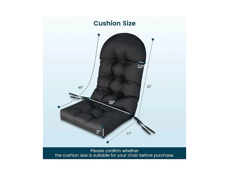 Patio Adirondack Chair Cushion with Fixing Straps and Seat Pad