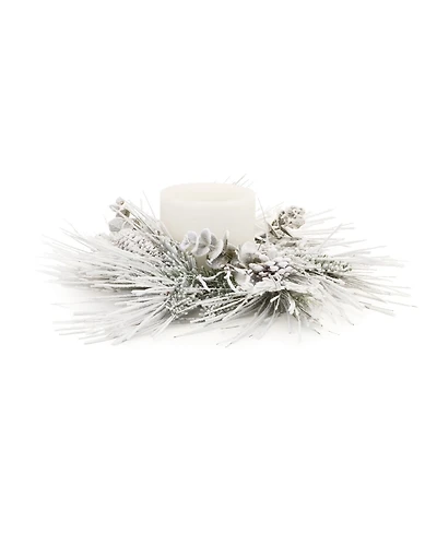 Slickblue Flocked Mixed Pine Candle Ring 24.5"D Pvc (Fits a 6" Candle)