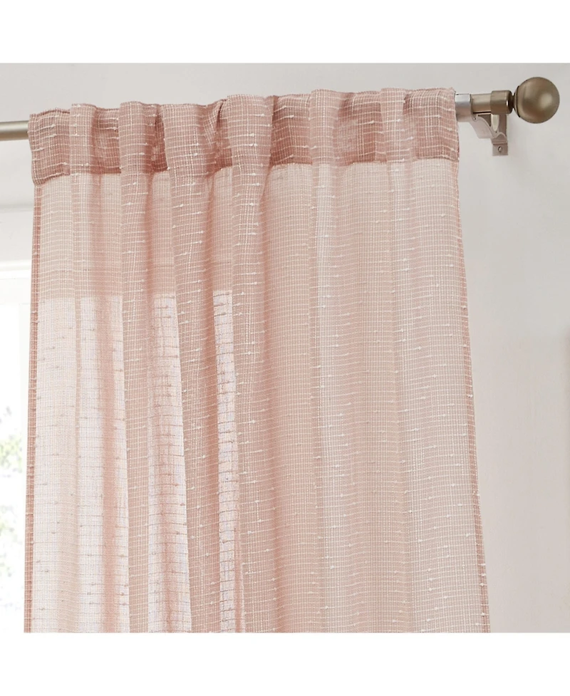 Hlc.me Emily Faux Linen Semi Sheer Transparent Rod Pocket Back Tab Lightweight Window Curtains Wide Panels