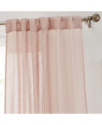 Hlc.me Emily Faux Linen Semi Sheer Transparent Rod Pocket Back Tab Lightweight Window Curtains Wide Panels