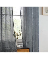 Hlc.me Emily Faux Linen Semi Sheer Transparent Rod Pocket Back Tab Lightweight Window Curtains Wide Panels