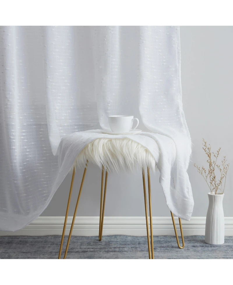 Hlc.me Emily Faux Linen Semi Sheer Transparent Rod Pocket Back Tab Lightweight Window Curtains Wide Panels