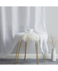 Hlc.me Emily Faux Linen Semi Sheer Transparent Rod Pocket Back Tab Lightweight Window Curtains Wide Panels
