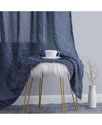 Hlc.me Emily Faux Linen Semi Sheer Transparent Rod Pocket Back Tab Lightweight Window Curtains Wide Panels