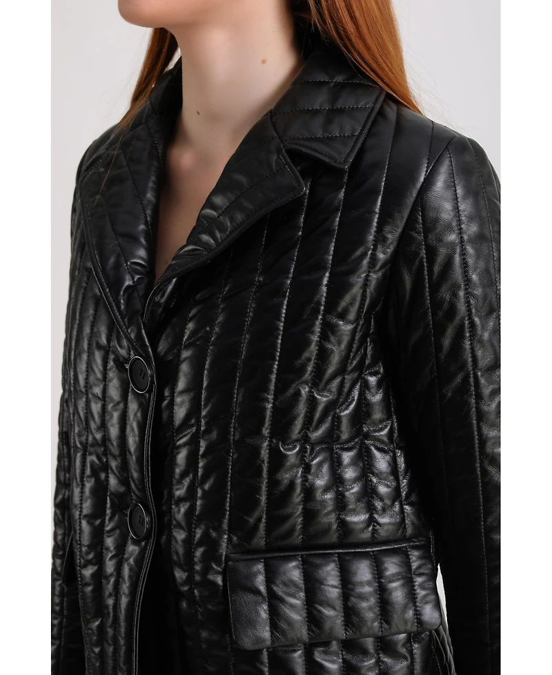 Furniq Uk Women's Leather Blazer, Black