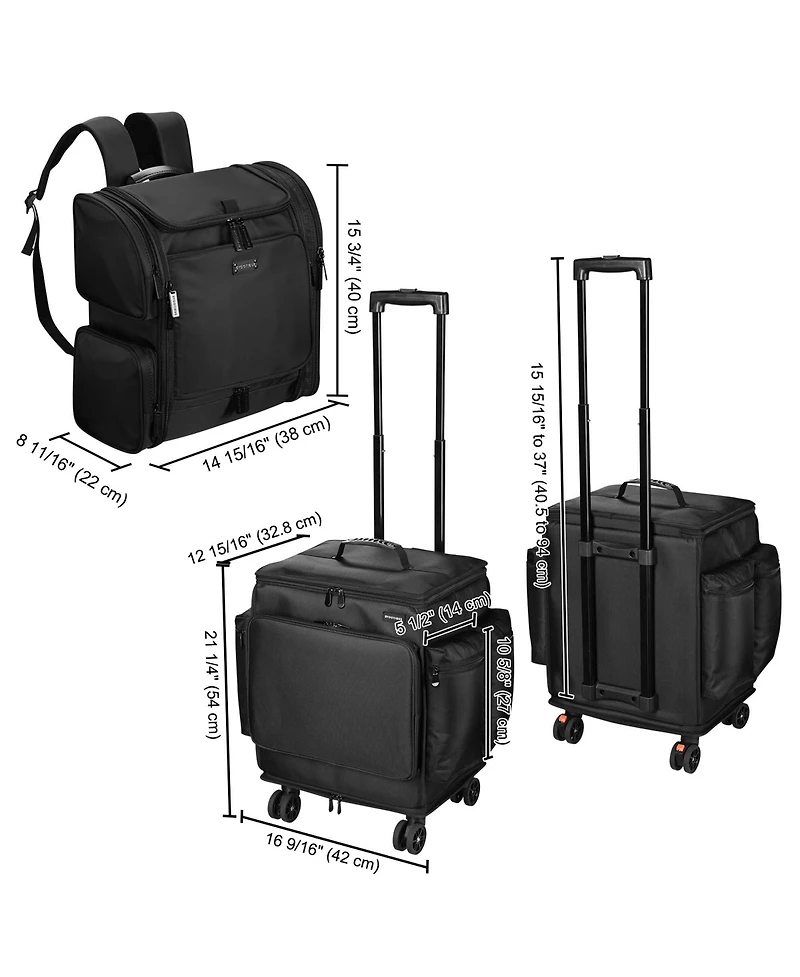 Byootique Soft Rolling Hair Stylist Train Case w/ Hair Tools Travel Bag Backpack