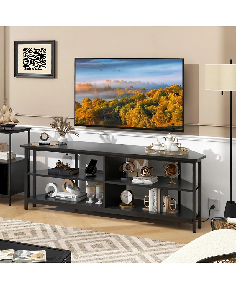 Slickblue 3-Tier Corner Tv Stand for TVs up to 65 Inches with Charging Station