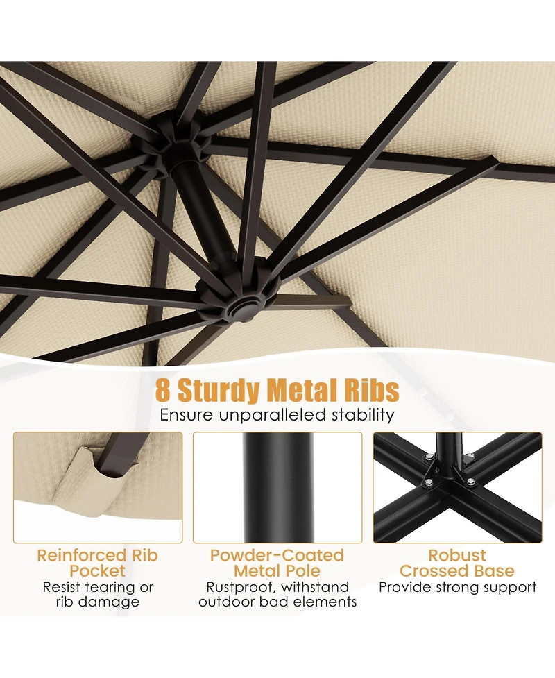 Solar Offset Hanging Umbrella with 40 Lamp Beads and Panel