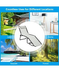 Slickblue Folding Heightening Design Beach Lounge Chair with Pillow for Patio