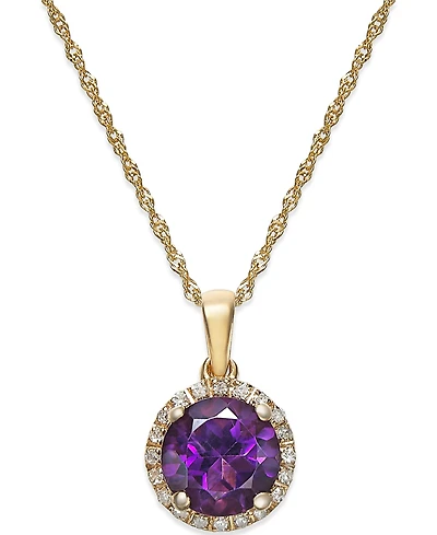 Amethyst (1-1/10 ct. t.w.) and Diamond Accent Pendant Necklace in 14k Gold