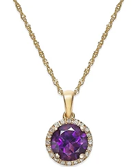 Amethyst (1-1/10 ct. t.w.) and Diamond Accent Pendant Necklace in 14k Gold