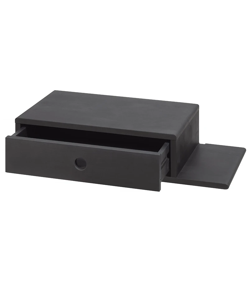 Woodek Black Hardwood Nightstand with an Open Shelf on the Right and a Drawer - Side Table for Bedroom