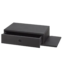Woodek Black Hardwood Nightstand with an Open Shelf on the Right and a Drawer - Side Table for Bedroom