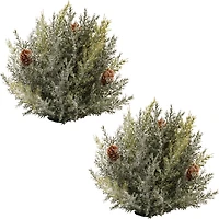 Slickblue Set of 2 Icy Pine Half Orbs Perfect for Winter and Holiday Decorations