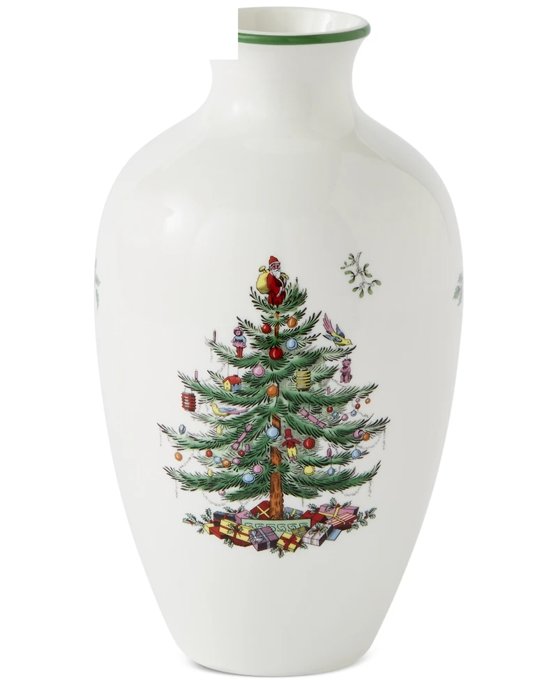 Spode Christmas Tree Posy Vase, 10"