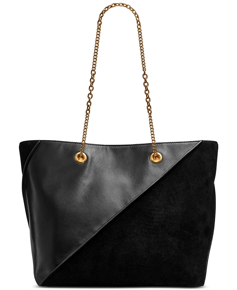 Donna Karan New York Setauket Leather & Suede Tote with Chain Strap
