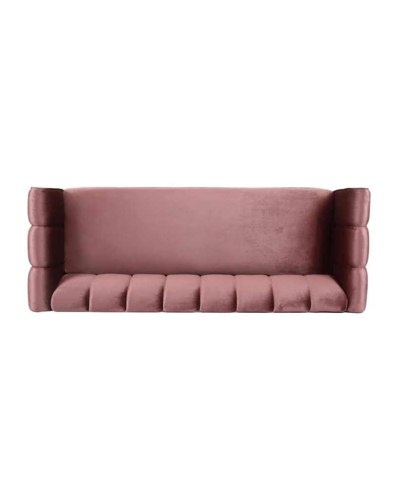 Streamdale Furniture Miranda Velvet Sofa: Modern Glam With Channel Stitching