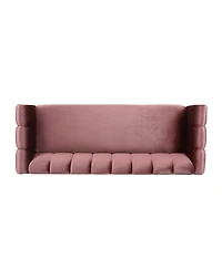 Streamdale Furniture Miranda Velvet Sofa: Modern Glam With Channel Stitching