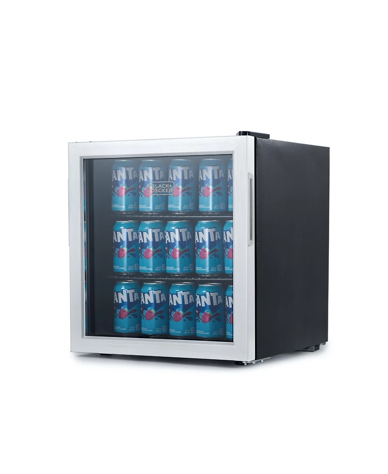 Black & Decker 1.7 Cu. Ft. Beverage Cooler with Double Pane Glass Door Drink Fridge with 63-Can Capacity