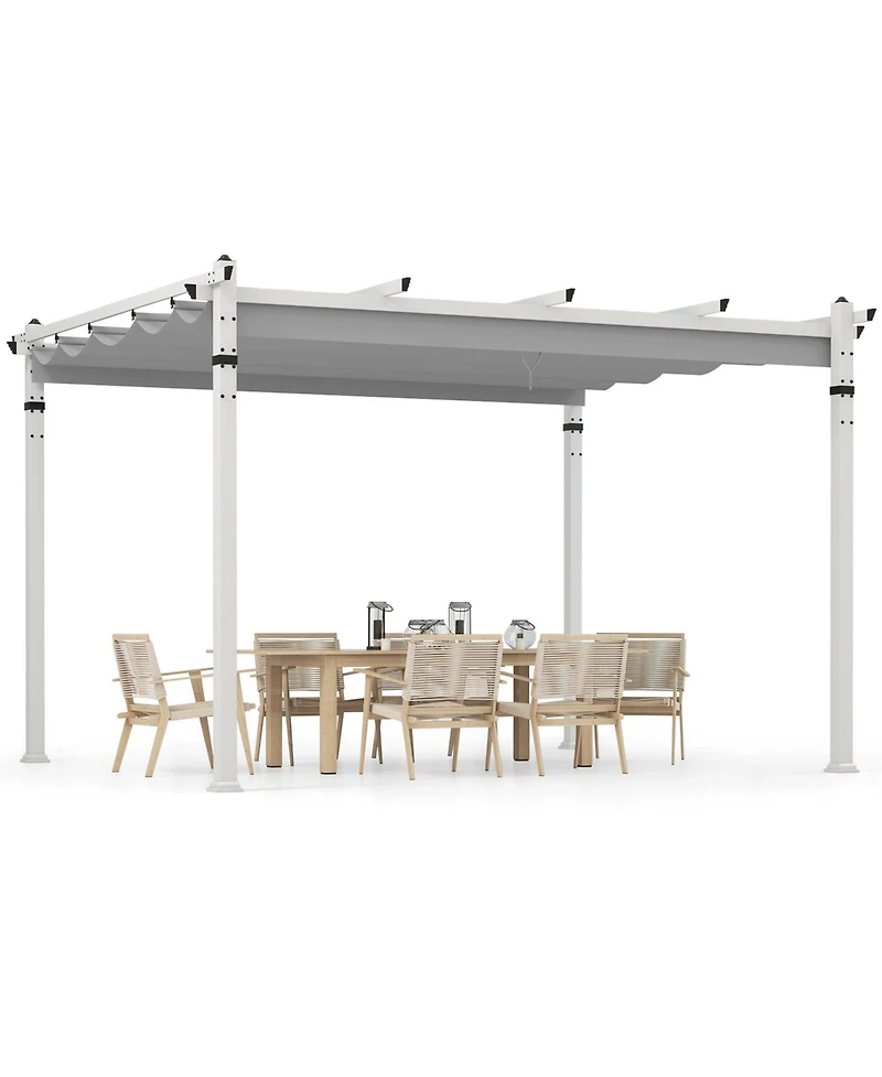 Slickblue Outdoor Pergola with Retractable Canopy and Aluminum Frame
