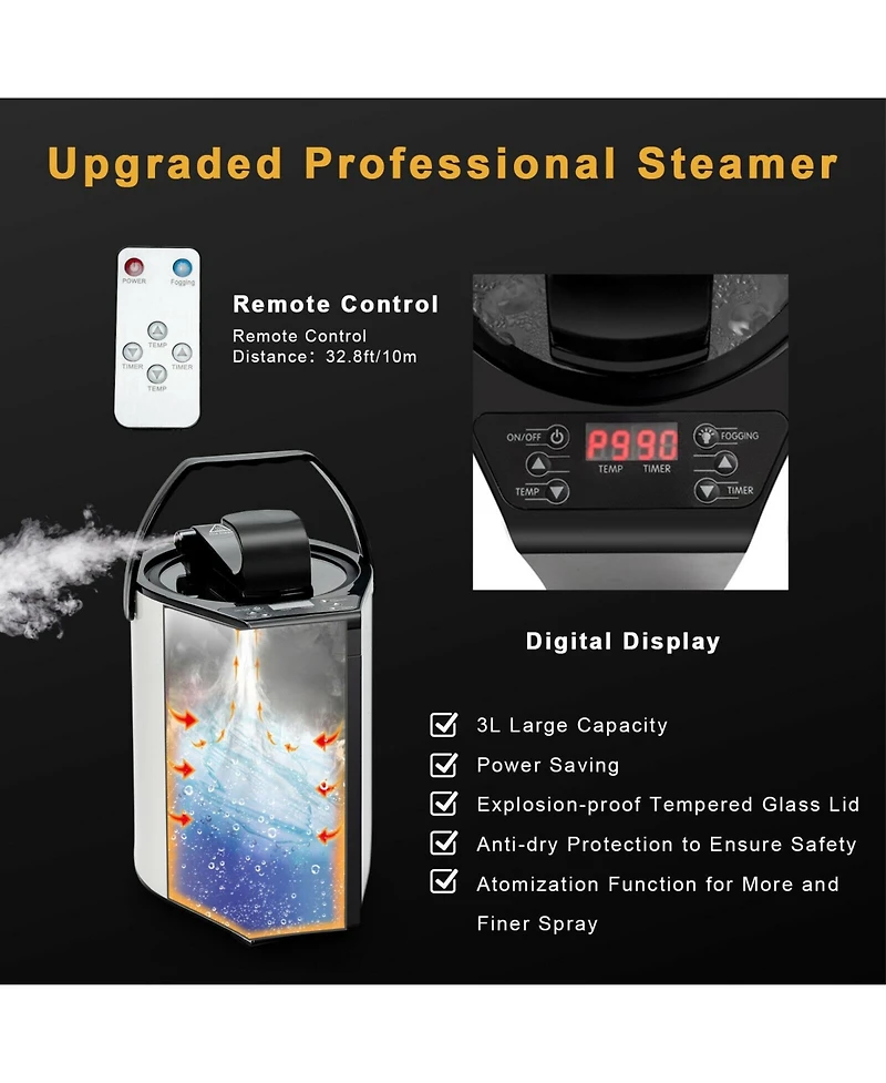 Givimo Portable Personal Steam Sauna Spa with 3L Blast-proof Steamer Chair