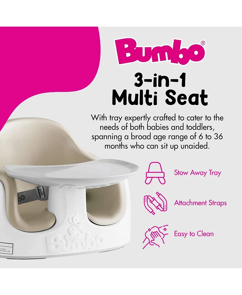 Bumbo Baby Toddler Adjustable 3-in-1 Booster Seat/High Chair and Tray, Taupe