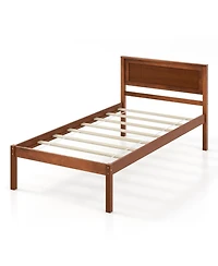 Sugift Twin Size Bed Frame with Wooden Headboard and Slat Support