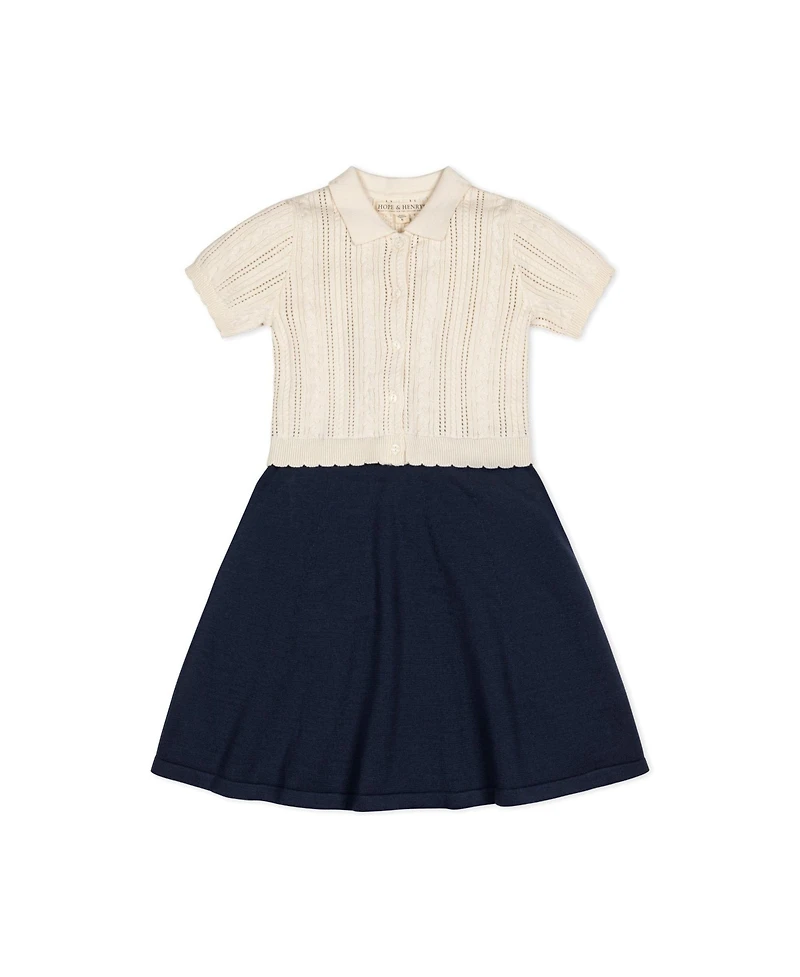 Hope & Henry Baby Girls Organic Short Sleeve French Schoolgirl Sweater Dress