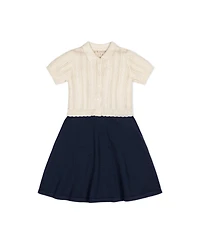 Hope & Henry Baby Girls Organic Short Sleeve French Schoolgirl Sweater Dress