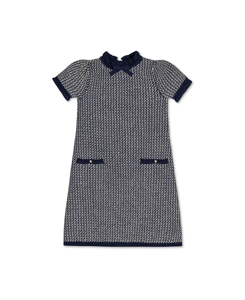 Hope & Henry Toddler Girls Short Sleeve Ruffle Edge Sweater Dress