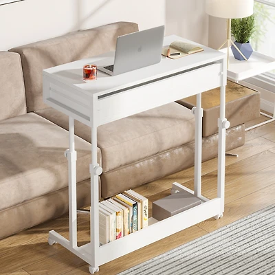 Tribesigns Portable Desk with Drawers, Mobile Laptop Desk with Wheels, Couch Desk Sofa Side Table Bed Desk, Small Standing Desk for Home Office