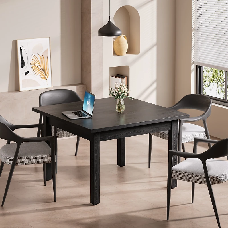 Tribesigns Wood Dining Table Farmhouse Kitchen for Room Living Room, 2-4 Person Square Dinner Tables with Wooden Legs O