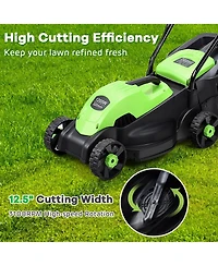 Slickblue Electric Push Lawn Corded Mower with Grass Bag