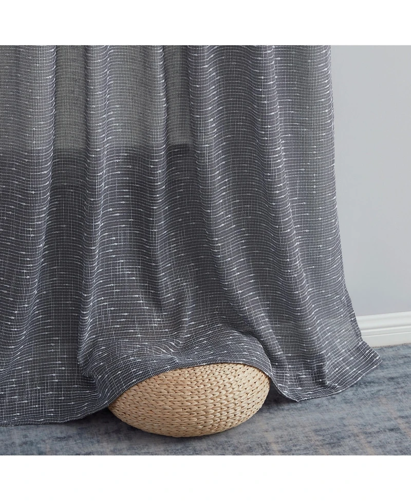 Hlc.me Emily Faux Linen Semi Sheer Transparent Rod Pocket Back Tab Lightweight Window Curtains Wide Panels