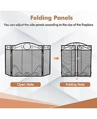 3-Panel Freestanding Fireplace Screen Folded Fire Doors