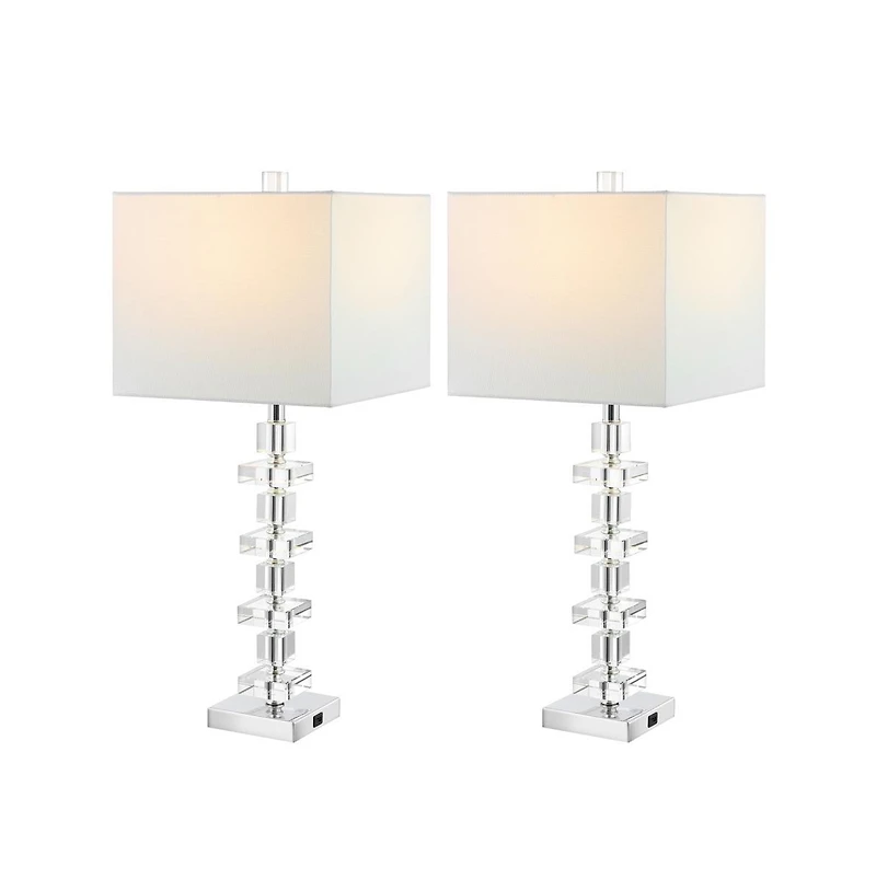 Safavieh Deco Crystal Table Lamp Set Of 2 W/ Usb Port