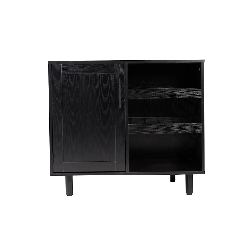 Aloise Bar And Sideboard With Storage Cabinet, Hanging Stemware Holders Bottle