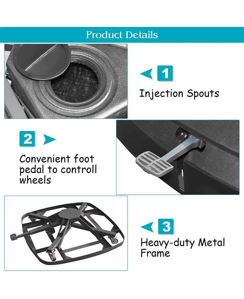 Vebreda Patio Cantilever Offset Umbrella Base with Wheels for Garden Poolside Deck