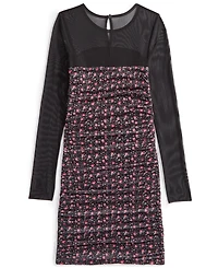With Jules Big Girls Long-Sleeve Printed Mesh Combo Dress