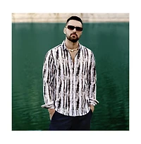 Men's Beige & Black Ombre Strokes Shirt